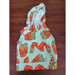 Purl Lamb French Fry Print Sleeveless Hoodie Vest Mint Green 12-18M